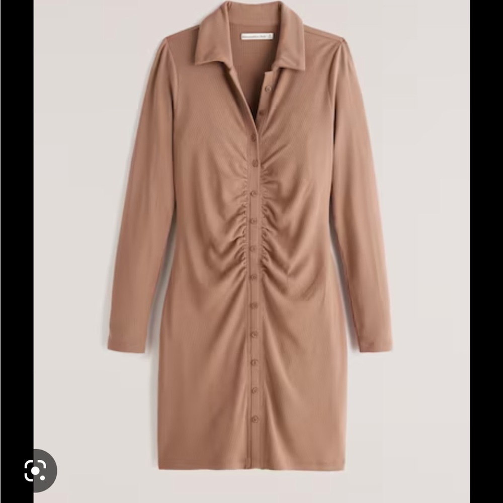 NWT Abercrombie & Fitch Ruched Knit Sweater Dress in Brown, Size M
